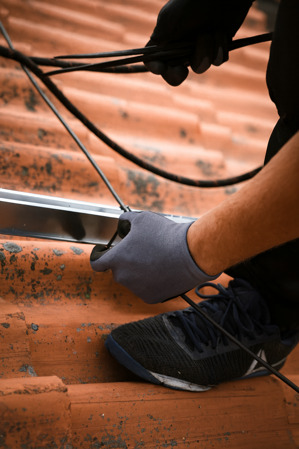 Image of a BAX Electric Electrician wiring on top of a St. Louis home.